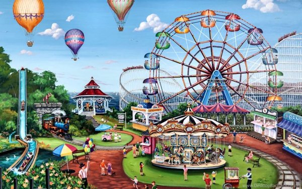 Нарисовать парк аттракционов