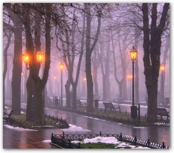 Туман зимой в городе