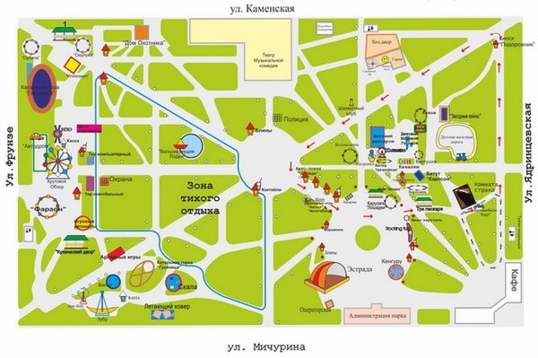 План центрального парка в Новосибирске
