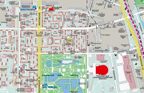 Карта Московского района СПБ С улицами