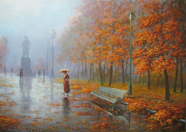 Дождливая осень живопись