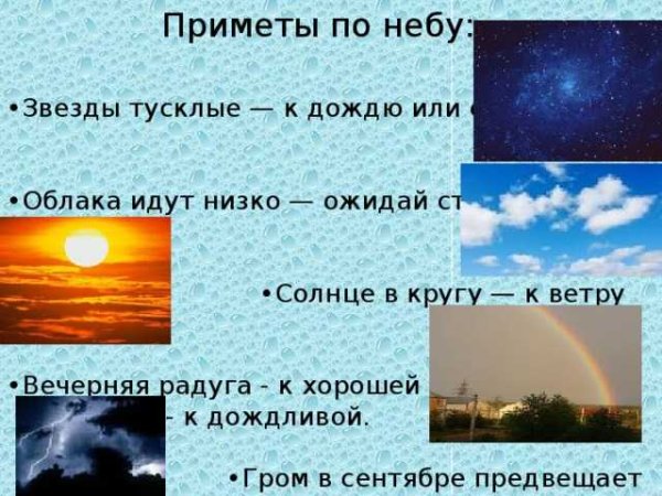Приметы погодных явлений