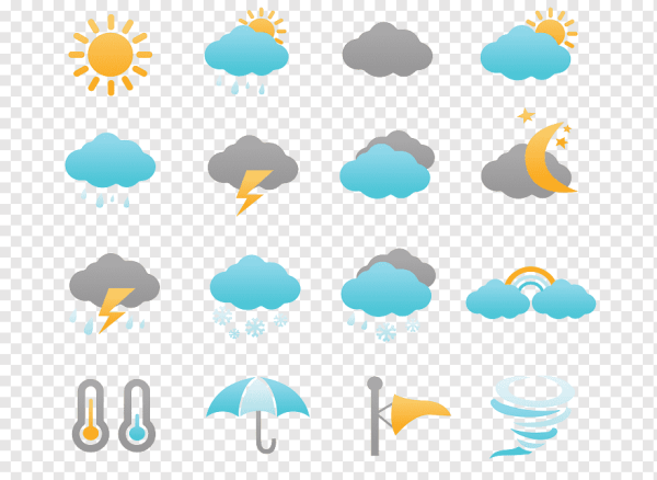 Погодные значки на прозрачном фоне