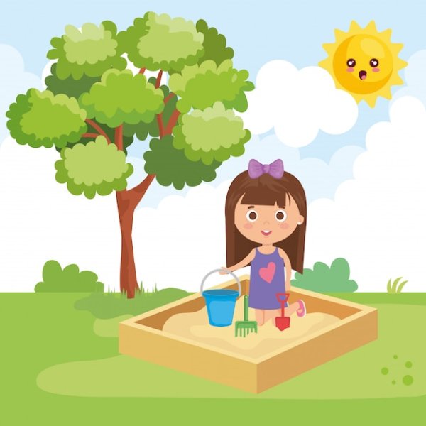 Мультяшная девушка в парке