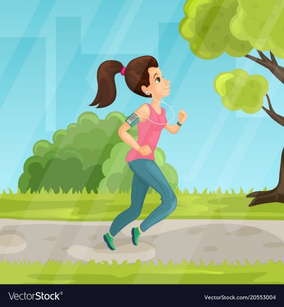 Девочка бегает в парке