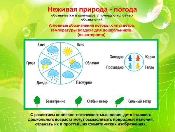 Обозначения в календаре природы для детей