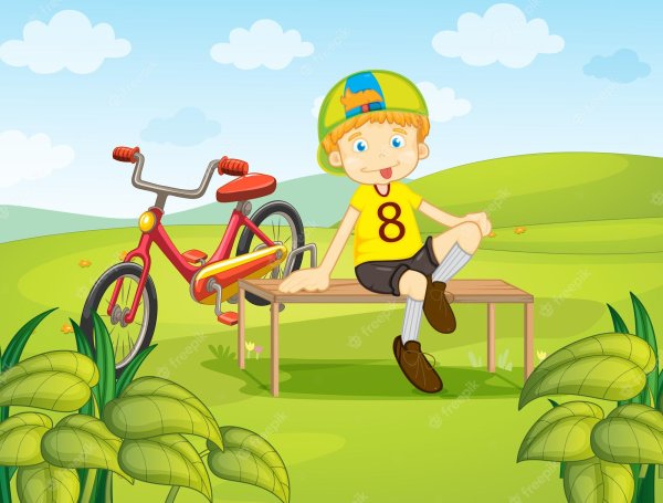 Вектор мальчик на лавочке