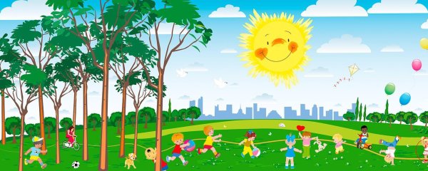 Лето дети панорама