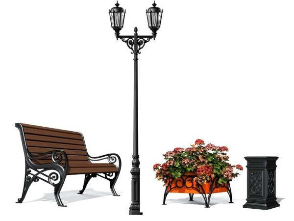 Скамейка и фонарь