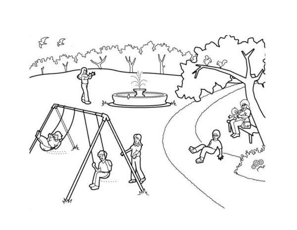 Парк раскраска для детей