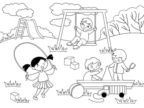 Детская площадка легкий рисунок (46 фото)