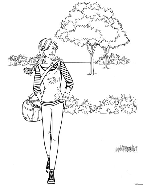 Раскраска Барби в джинсах