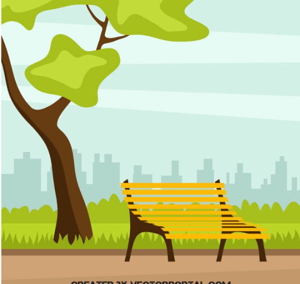 Скамейка для парка векторный