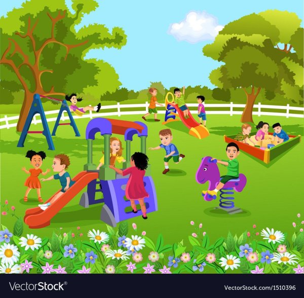 Картина лето на детской площадке
