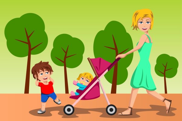 Мама и ребенок гуляют иллюстрация
