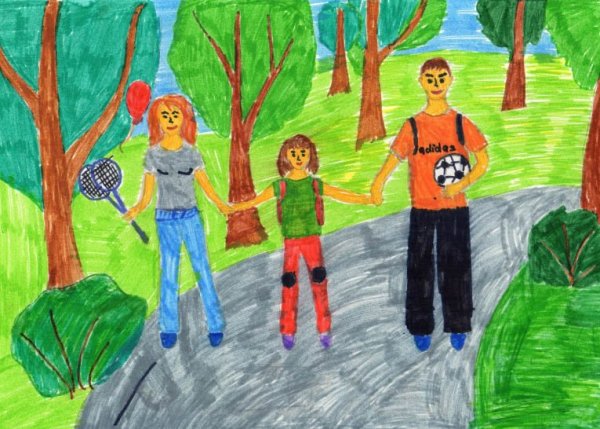 Рисование семья на прогулке