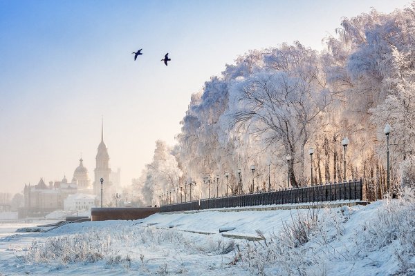 Рыбинск набережная зимой