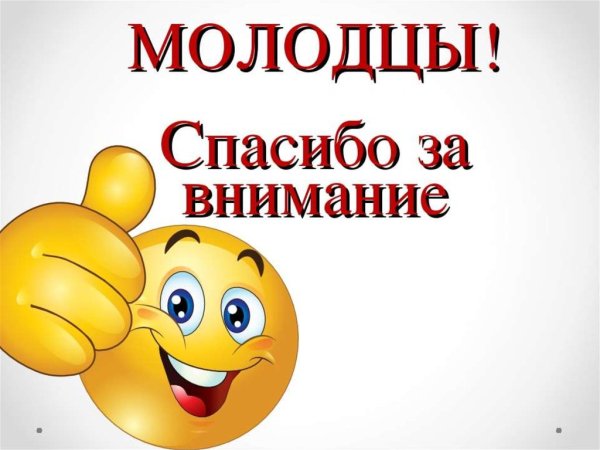 Молодцы спасибо за внимание