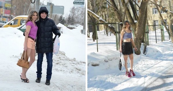Девушки одетые не по погоде