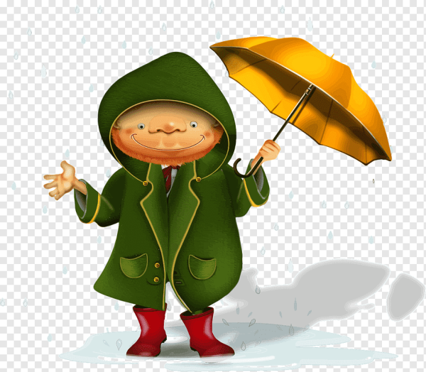 Мультяшный человек с зонтиком