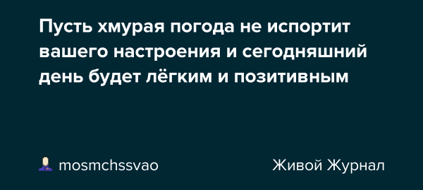 Пусть непогода не испортит настроение