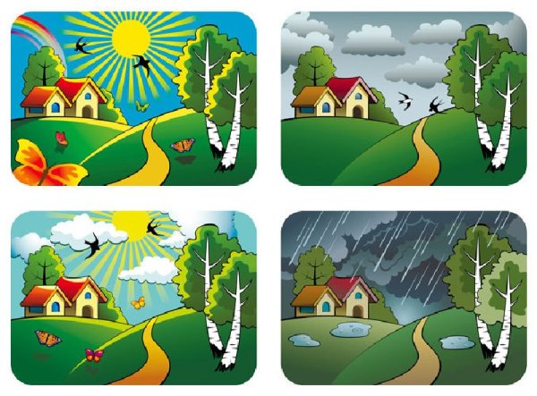 Солнечный и пасмурный день рисунок