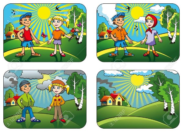 Иллюстрации изображающие различные состояния погоды