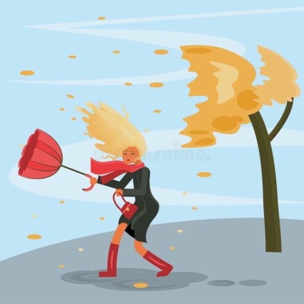 Сильный ветер иллюстрация