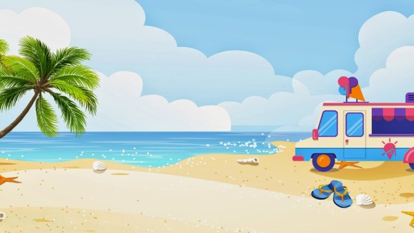 Пляж мультяшный