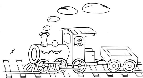 Раскраска поезд на железной дороге для детей распечатать