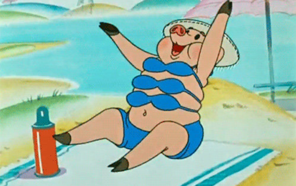 Свинья из ну погоди в купальнике