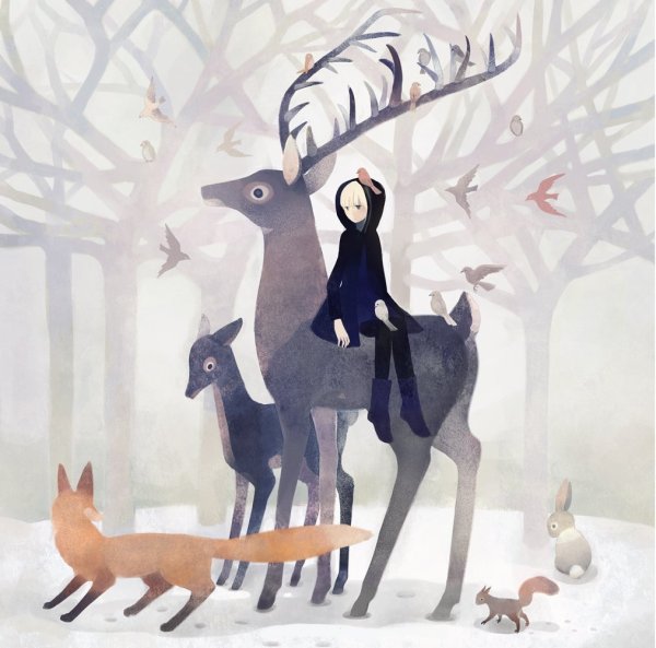 Девушка на олене арт