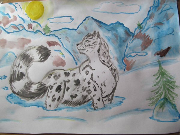 Рисование снежный Барс в подготовительной группе