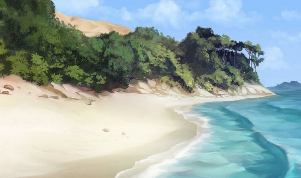 Аниме пейзажи пляж