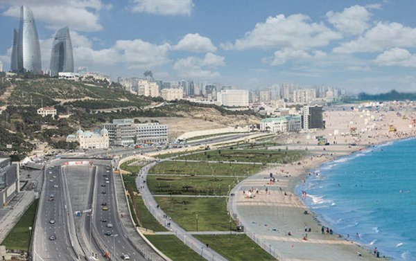 Пляжи город Баку Азербайджан