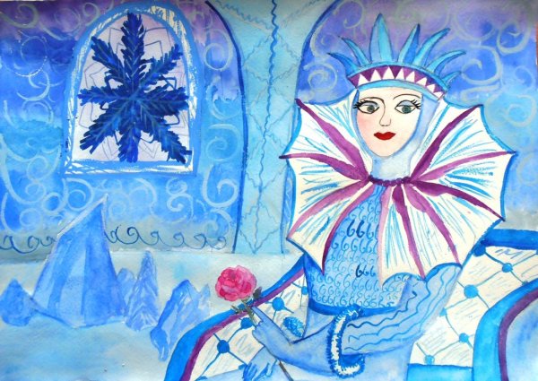 Детский рисунок к сказке Снежная Королева