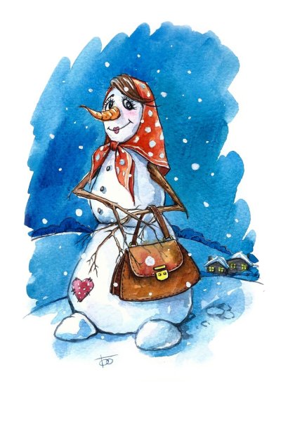 Нарисовать снежную бабу