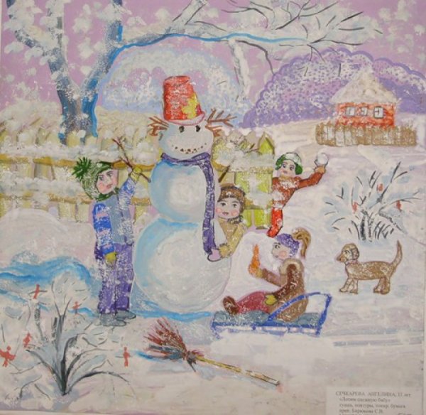 Снежная крепость живопись