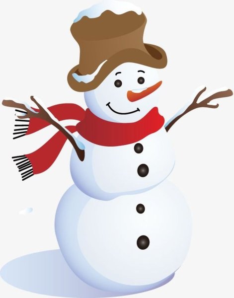 Снеговик на прозрачном фоне