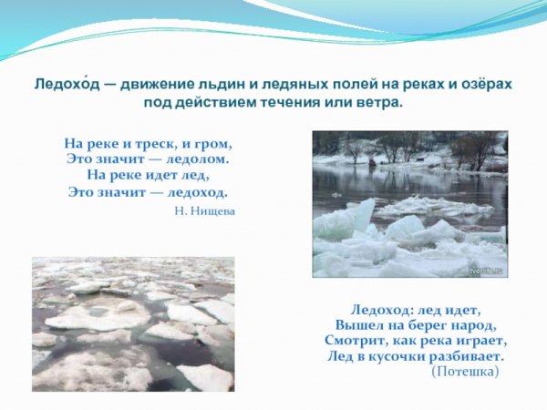 Движение льдин на реках и озёрах