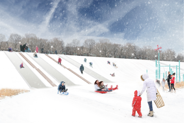 Снежная горка в парке