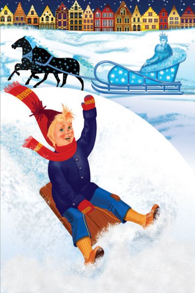Кай на санках из снежной королевы