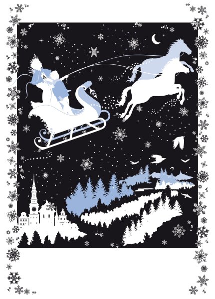 Сани снежной королевы трафарет