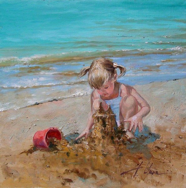 Ребенок песок живопись