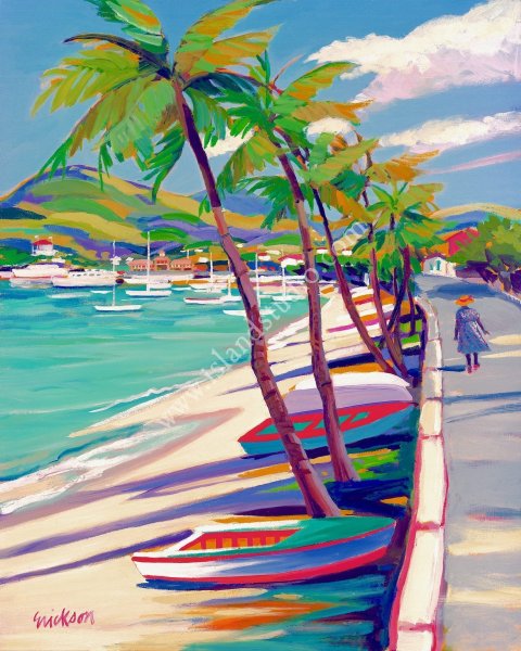 Пляжный пейзаж гуашью