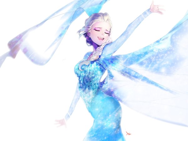 Эльза Снежная Королева на белом фоне