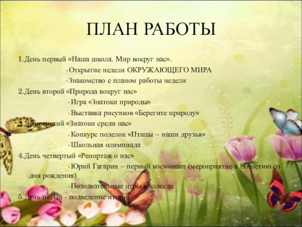 Предметная неделя по окружающему миру