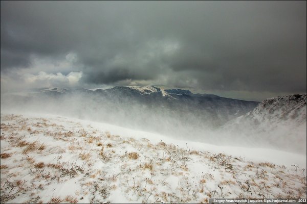 Гора Чатыр-Даг Крым зима метель