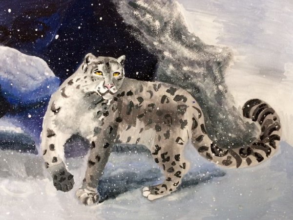 Снежный Барс гуашью