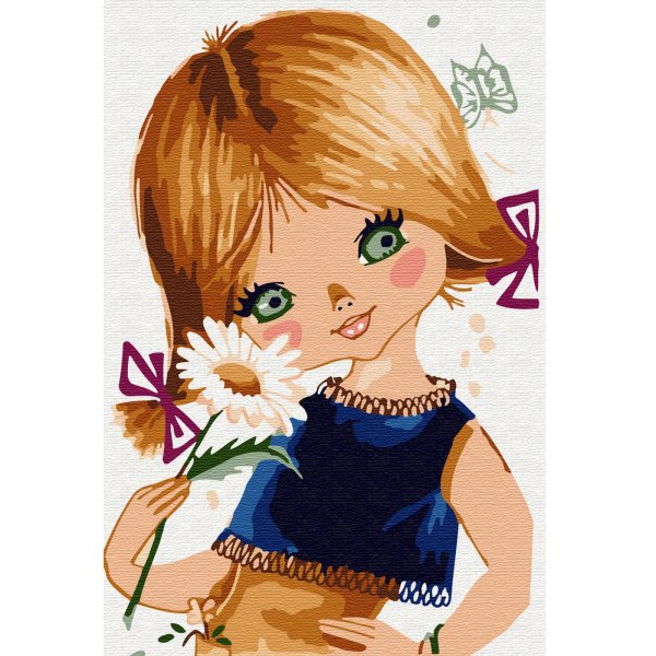 Картина девочка с ромашками